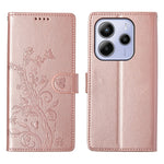 For Xiaomi Redmi Note 14 4G (164.84mm) Wallet Case Butterfly Floral Imprint PU Leather Phone Cover with Wrist Strap