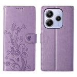 For Xiaomi Redmi Note 14 4G (164.84mm) Wallet Case Butterfly Floral Imprint PU Leather Phone Cover with Wrist Strap