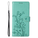 For Samsung Galaxy S25 Edge Wallet Case Butterfly Floral Imprint PU Leather Phone Cover with Wrist Strap