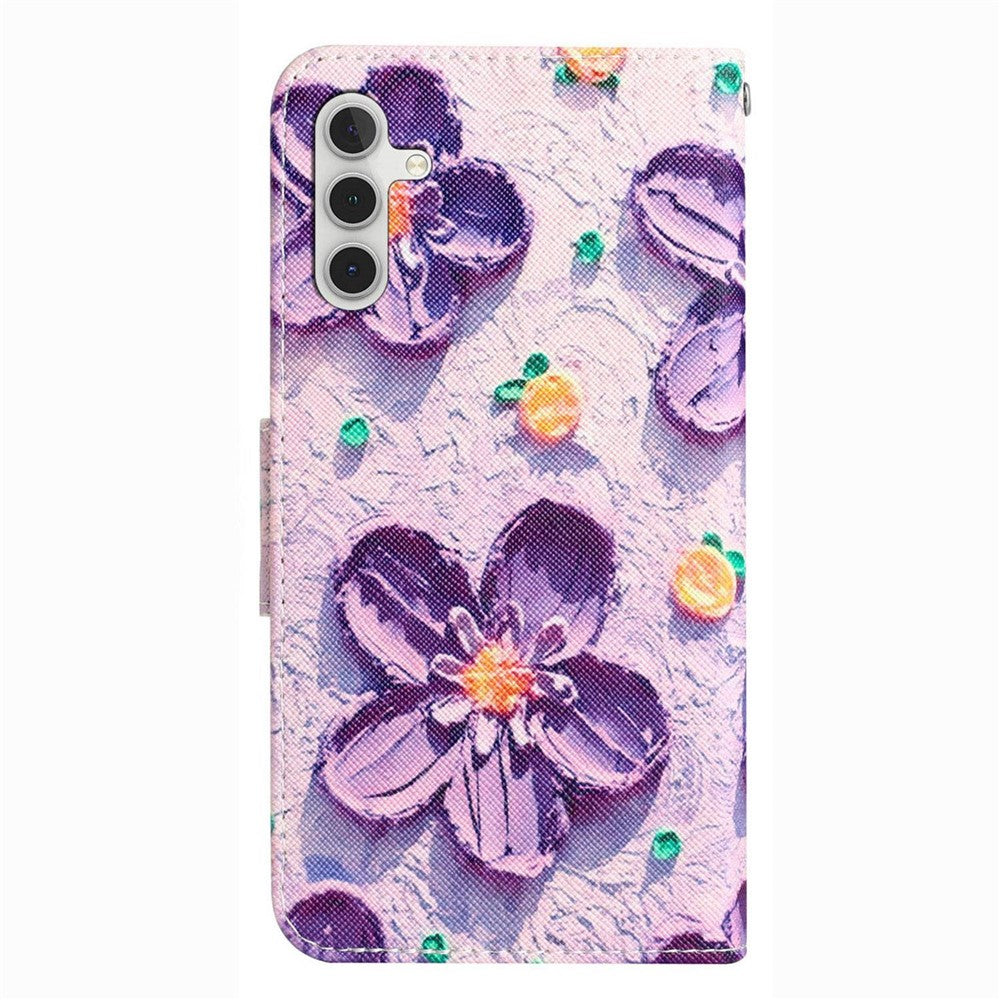 For Samsung Galaxy A14 5G / 4G Cross Texture Anti-drop PU Leather Cover Pattern Printing Stand Wallet Phone Case