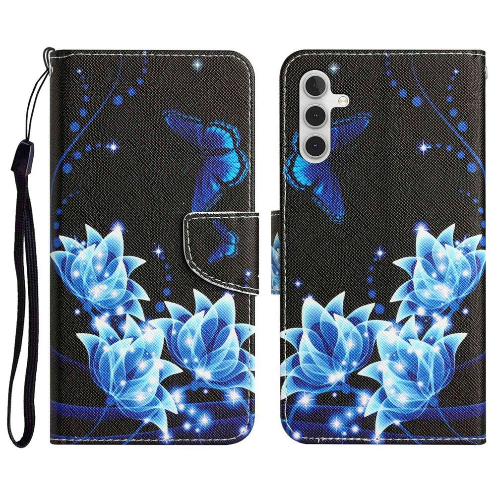 For Samsung Galaxy A14 5G / 4G Cross Texture Anti-drop PU Leather Cover Pattern Printing Stand Wallet Phone Case