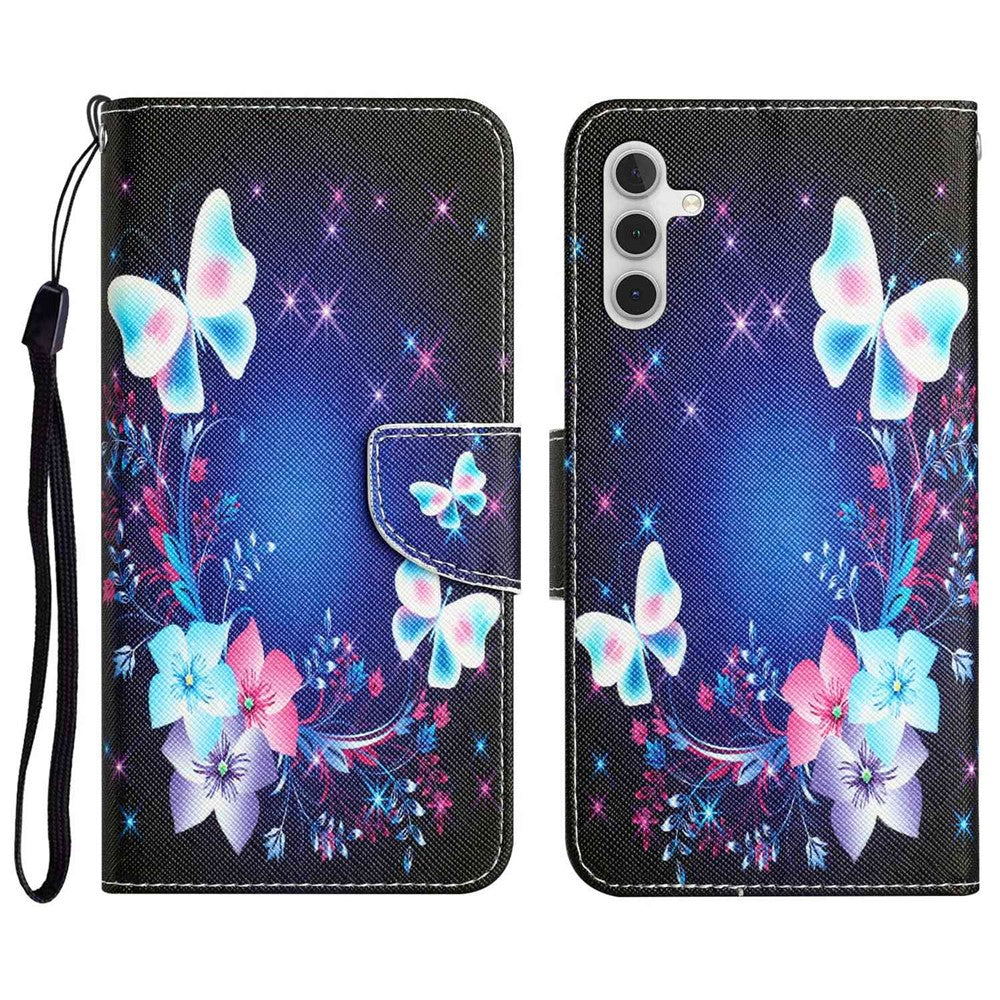 For Samsung Galaxy A14 5G / 4G Cross Texture Anti-drop PU Leather Cover Pattern Printing Stand Wallet Phone Case