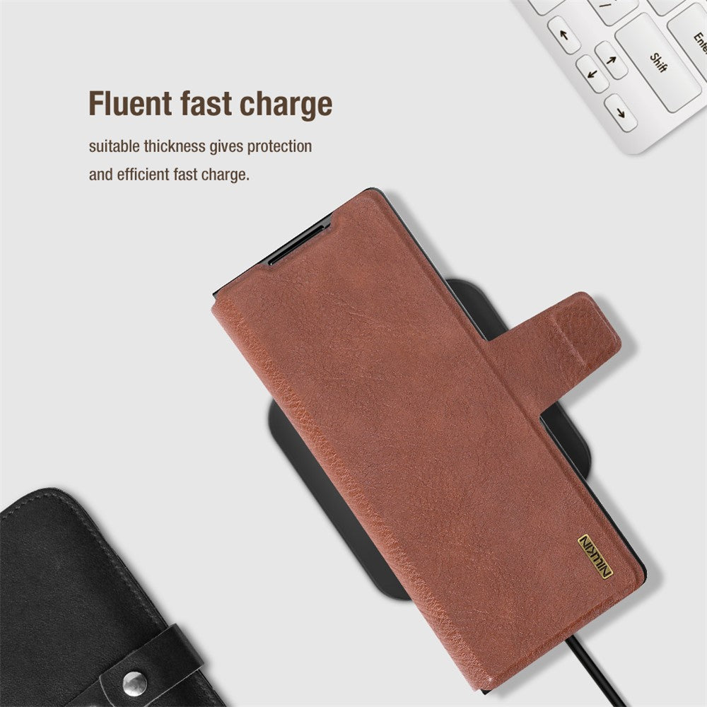 NILLKIN til Samsung Galaxy Z Fold7 5G etui PU + PC stativ design telefoncover med kortplads