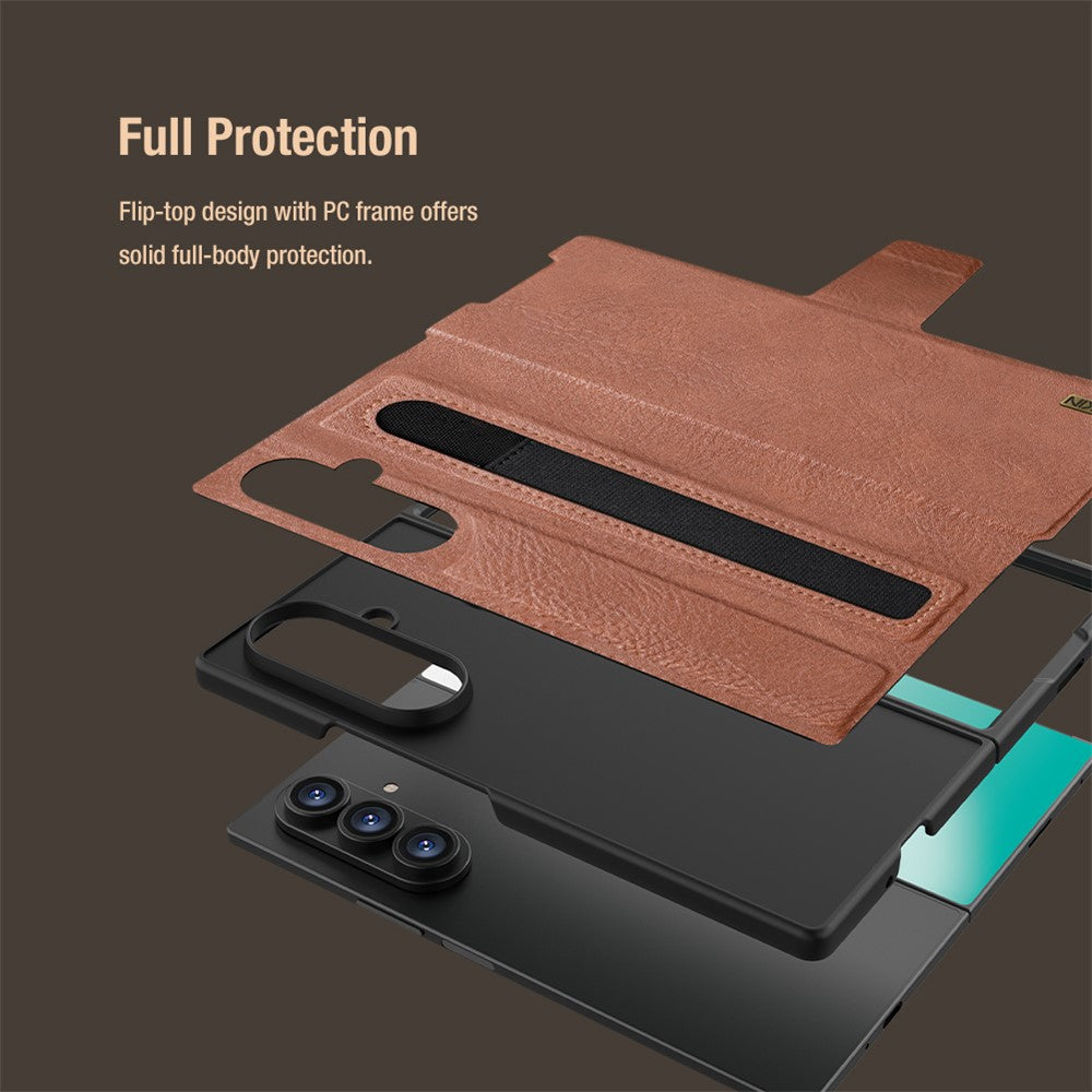 NILLKIN til Samsung Galaxy Z Fold7 5G etui PU + PC stativ design telefoncover med kortplads