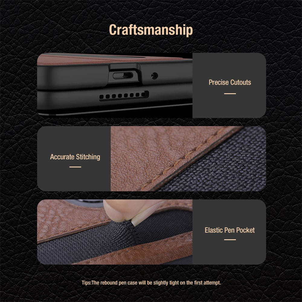 NILLKIN til Samsung Galaxy Z Fold7 5G etui PU + PC stativ design telefoncover med kortplads