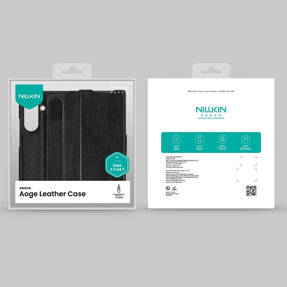 NILLKIN til Samsung Galaxy Z Fold7 5G etui PU + PC stativ design telefoncover med kortplads
