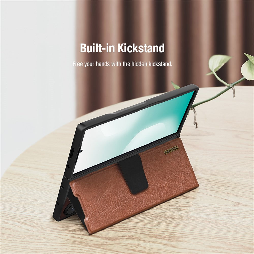 NILLKIN til Samsung Galaxy Z Fold7 5G etui PU + PC stativ design telefoncover med kortplads