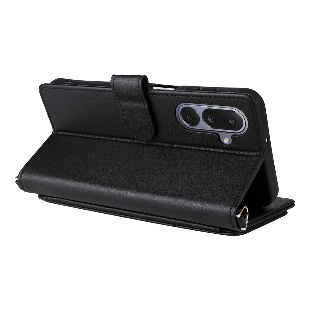 For Samsung Galaxy M36 5G Case with Shoulder / Wrist Strap Leather Phone Cover Stand Wallet