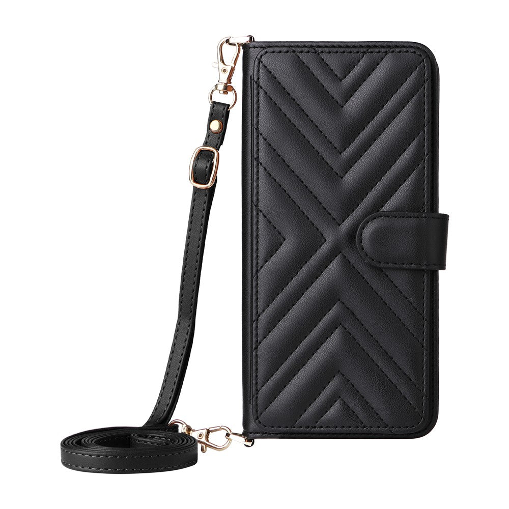 For Samsung Galaxy M36 5G Case with Shoulder / Wrist Strap Leather Phone Cover Stand Wallet