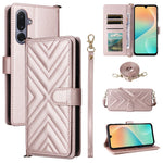 For Samsung Galaxy M36 5G Case with Shoulder / Wrist Strap Leather Phone Cover Stand Wallet