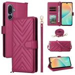 For Samsung Galaxy M36 5G Case with Shoulder / Wrist Strap Leather Phone Cover Stand Wallet