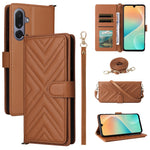 For Samsung Galaxy M36 5G Case with Shoulder / Wrist Strap Leather Phone Cover Stand Wallet