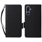 For Samsung Galaxy M36 5G Case with Wrist Strap Litchi Texture PU Leather Wallet Phone Cover