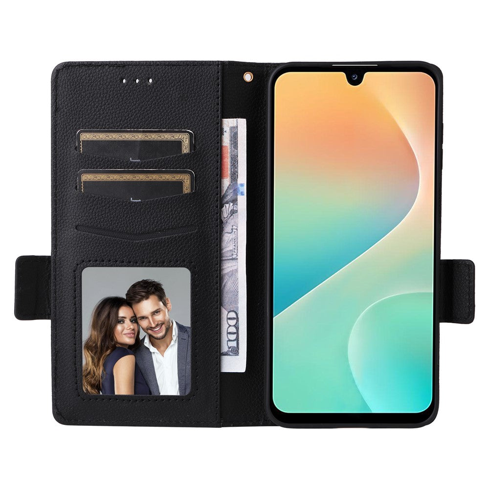 For Samsung Galaxy M36 5G Case with Wrist Strap Litchi Texture PU Leather Wallet Phone Cover
