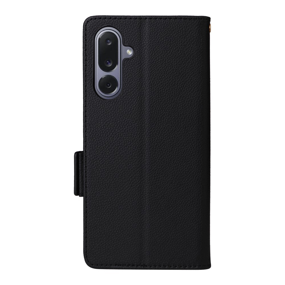 For Samsung Galaxy M36 5G Case with Wrist Strap Litchi Texture PU Leather Wallet Phone Cover