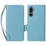 For Samsung Galaxy M36 5G Case with Wrist Strap Litchi Texture PU Leather Wallet Phone Cover