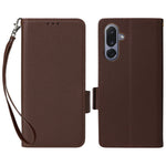 For Samsung Galaxy M36 5G Case with Wrist Strap Litchi Texture PU Leather Wallet Phone Cover