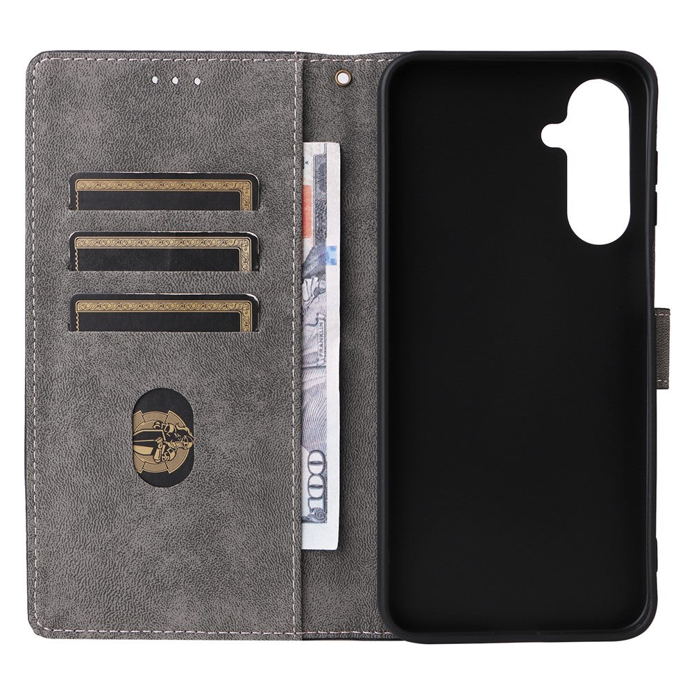 Til Samsung Galaxy M36 5G Etui Pung RFID Blokerende PU Læder Telefoncover Stativ med Rem