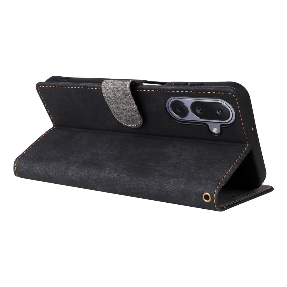 Til Samsung Galaxy M36 5G Etui Pung RFID Blokerende PU Læder Telefoncover Stativ med Rem
