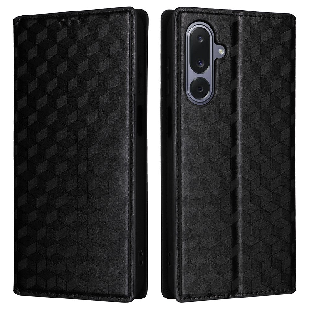 For Samsung Galaxy M36 5G Case Wallet Rhombus Imprinted Leather Phone Cover