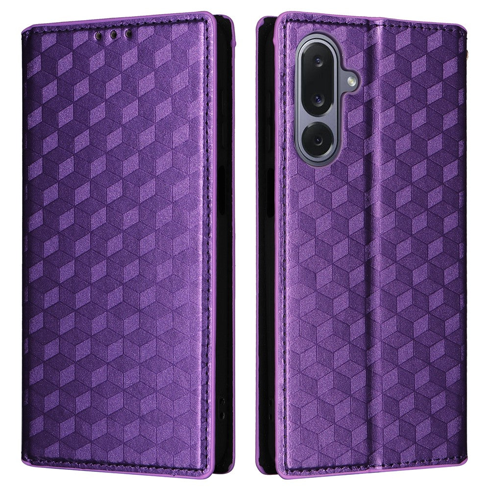 For Samsung Galaxy M36 5G Case Wallet Rhombus Imprinted Leather Phone Cover