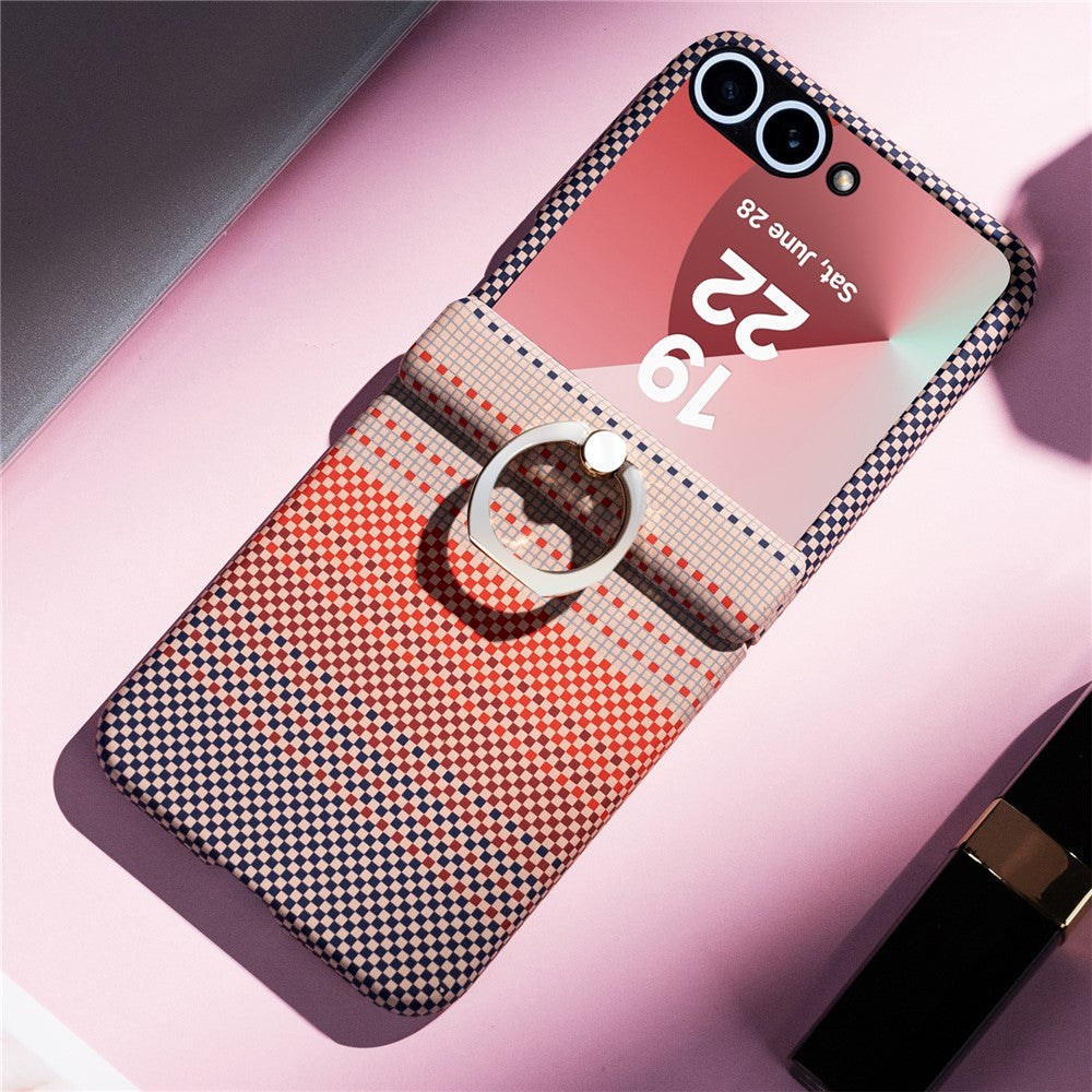 Phone Case For Samsung Galaxy Z Flip7 FE 5G  /  Flip6 5G  /  Flip5 5G Ring Holder Kickstand PC Cover with Tempered Glass Screen Protector