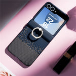 Phone Case For Samsung Galaxy Z Flip7 FE 5G  /  Flip6 5G  /  Flip5 5G Ring Holder Kickstand PC Cover with Tempered Glass Screen Protector