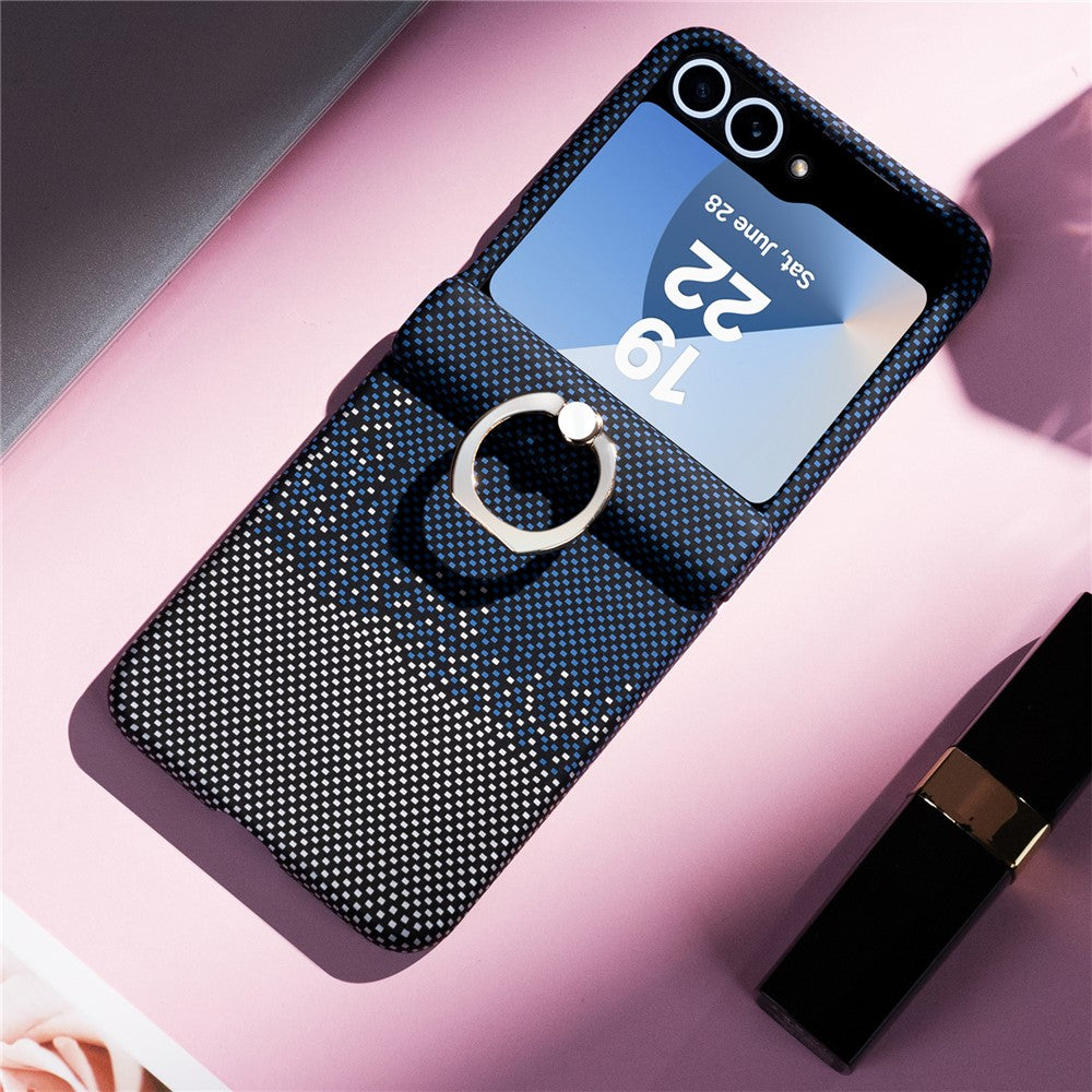 Phone Case For Samsung Galaxy Z Flip7 FE 5G  /  Flip6 5G  /  Flip5 5G Ring Holder Kickstand PC Cover with Tempered Glass Screen Protector