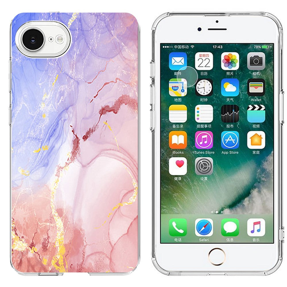For iPhone SE (2022) / (2020) / 8 / 7 Case Marble Pattern Printing Soft TPU Phone Cover