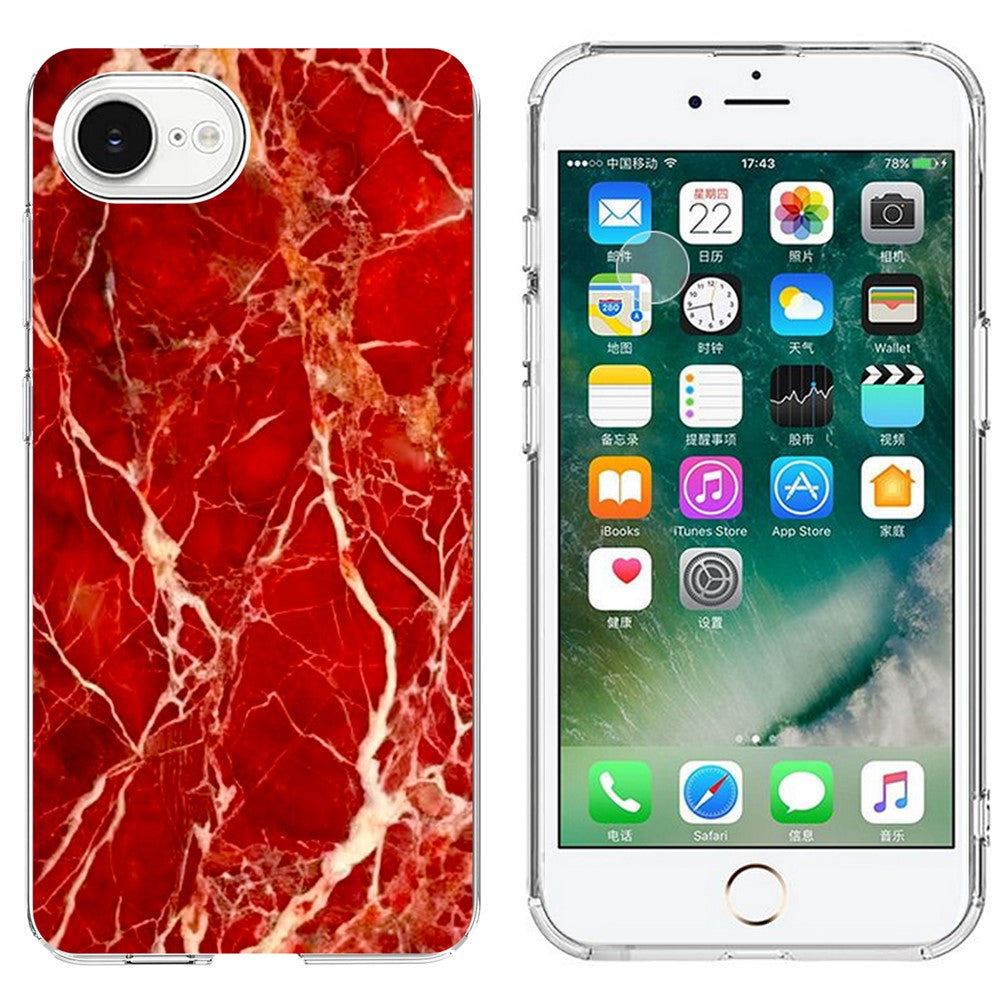 For iPhone SE (2022) / (2020) / 8 / 7 Case Marble Pattern Printing Soft TPU Phone Cover