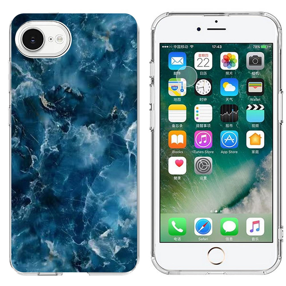 For iPhone SE (2022) / (2020) / 8 / 7 Case Marble Pattern Printing Soft TPU Phone Cover