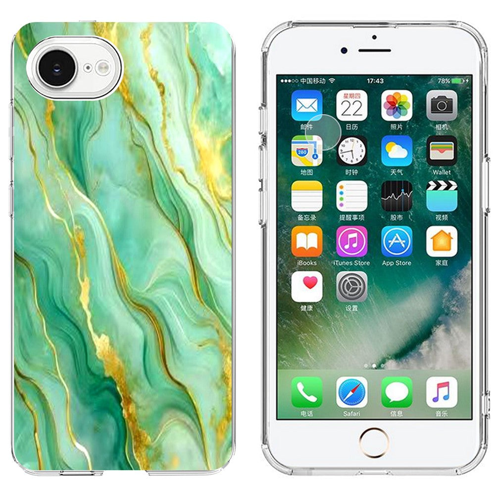 For iPhone SE (2022) / (2020) / 8 / 7 Case Marble Pattern Printing Soft TPU Phone Cover