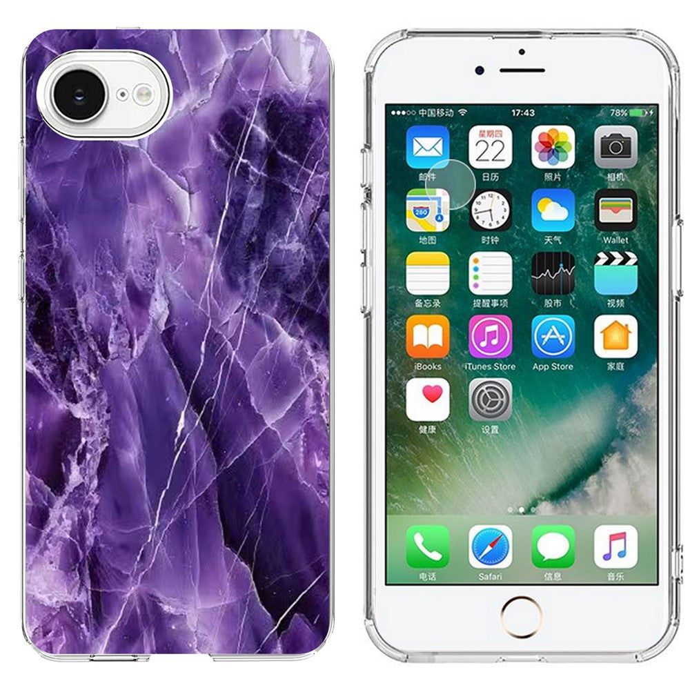 For iPhone SE (2022) / (2020) / 8 / 7 Case Marble Pattern Printing Soft TPU Phone Cover