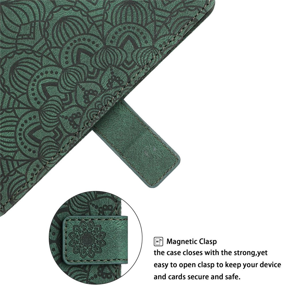 For Samsung Galaxy A23e Drop Protection Phone Cover Imprinted Mandala Flower Wallet PU Leather+Soft TPU Case