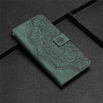 For Samsung Galaxy A23e Drop Protection Phone Cover Imprinted Mandala Flower Wallet PU Leather+Soft TPU Case