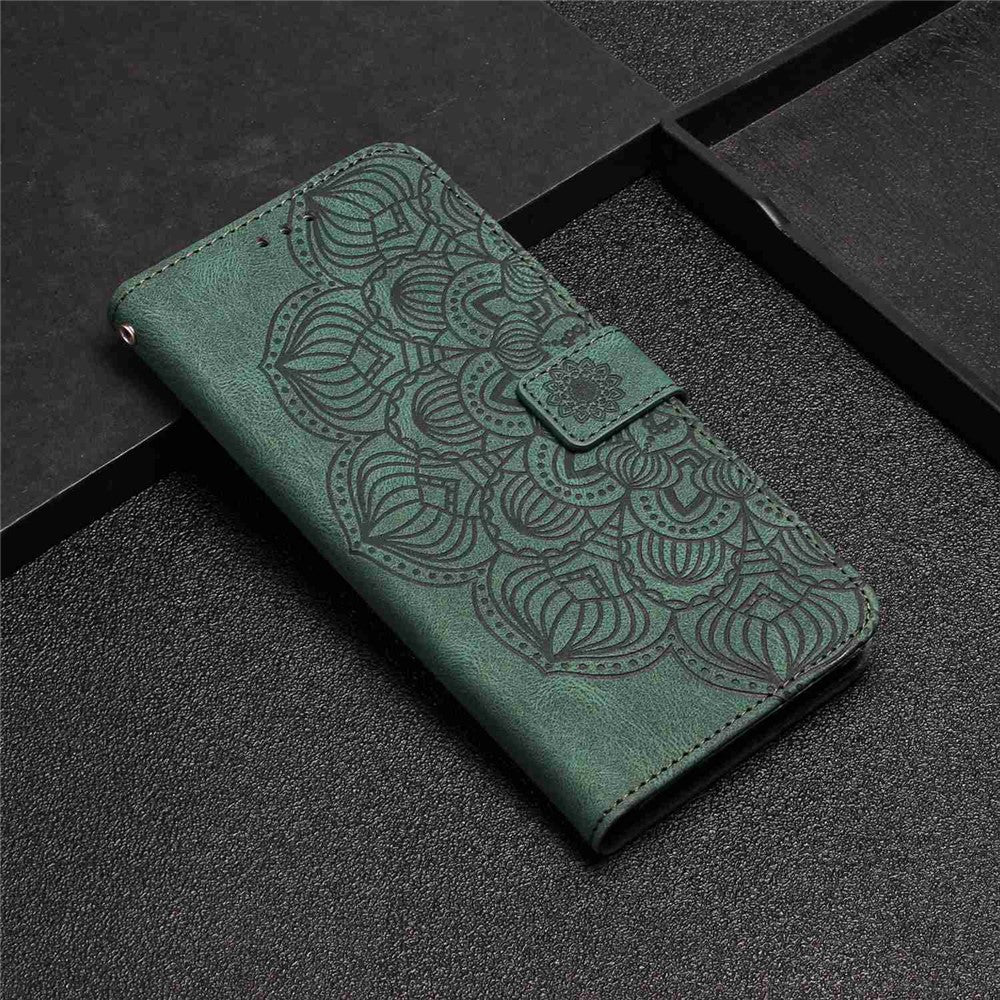 For Samsung Galaxy A23e Drop Protection Phone Cover Imprinted Mandala Flower Wallet PU Leather+Soft TPU Case