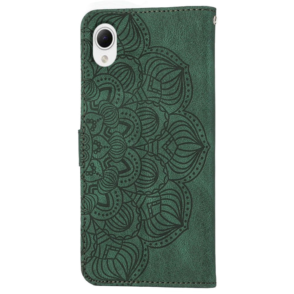 For Samsung Galaxy A23e Drop Protection Phone Cover Imprinted Mandala Flower Wallet PU Leather+Soft TPU Case