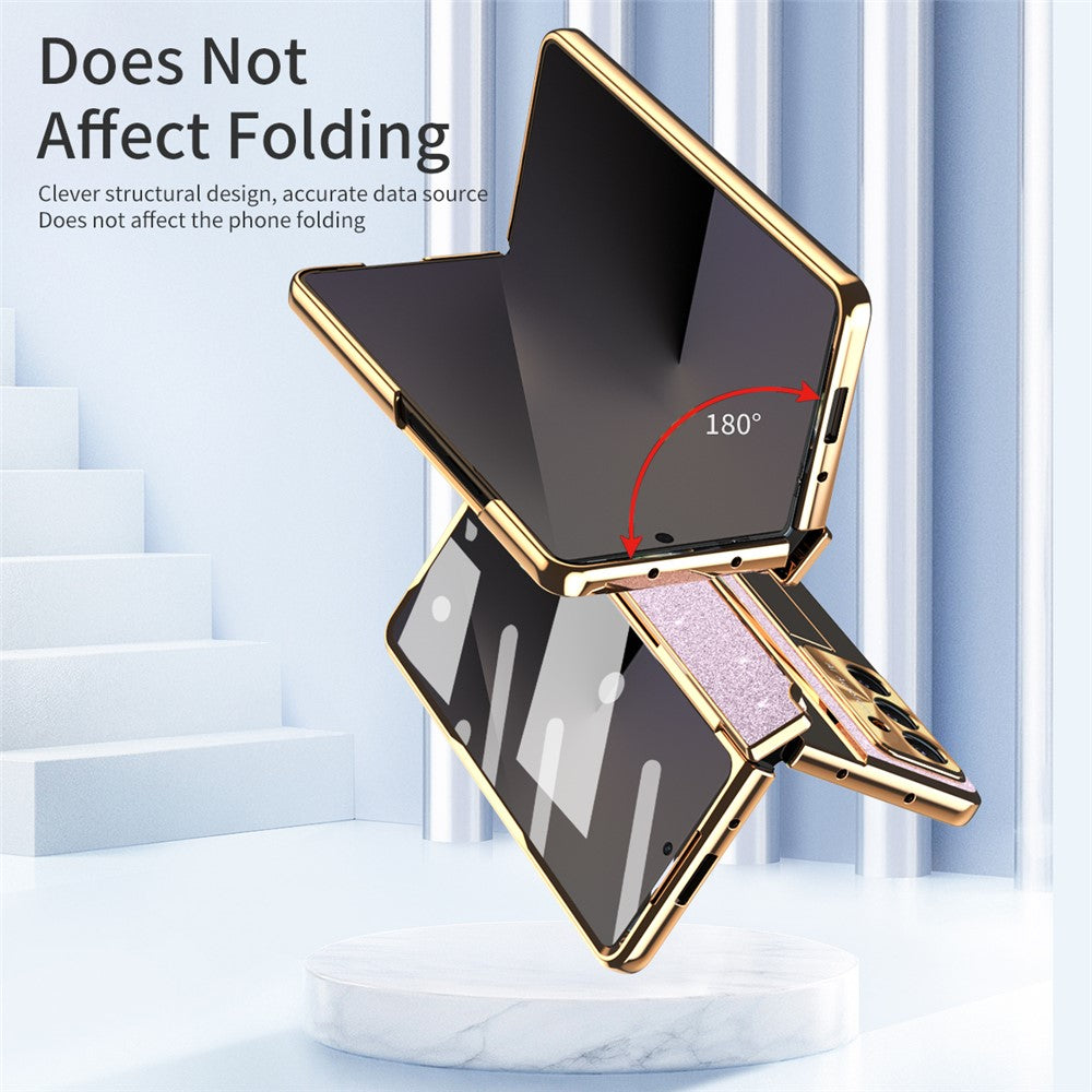 For Samsung Galaxy Z Fold7 5G Case with Kickstand Hinge Protection Rhinestone Glitter PC Phone Cover