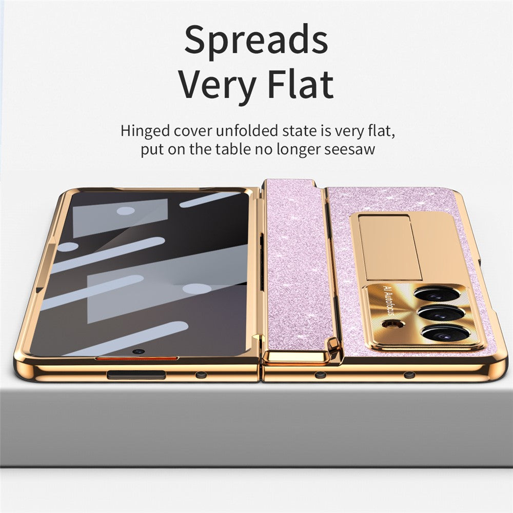 For Samsung Galaxy Z Fold7 5G Case with Kickstand Hinge Protection Rhinestone Glitter PC Phone Cover