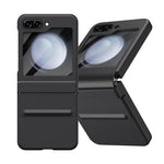 For Samsung Galaxy Z Flip7 FE 5G  /  Flip6 5G Case Hinge Leather + PC Phone Cover with Tempered Glass Film