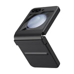 For Samsung Galaxy Z Flip7 FE 5G  /  Flip6 5G Case Hinge Leather + PC Phone Cover with Tempered Glass Film