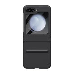 For Samsung Galaxy Z Flip7 FE 5G  /  Flip6 5G Case Hinge Leather + PC Phone Cover with Tempered Glass Film
