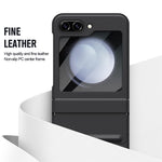 For Samsung Galaxy Z Flip7 FE 5G  /  Flip6 5G Case Hinge Leather + PC Phone Cover with Tempered Glass Film