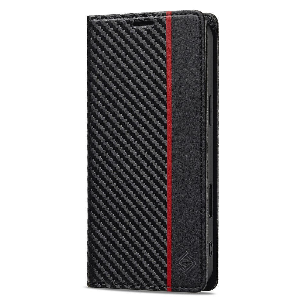 LC.IMEEKE For iPhone 17 Wallet Case Carbon Fiber Texture Leather Phone Cover