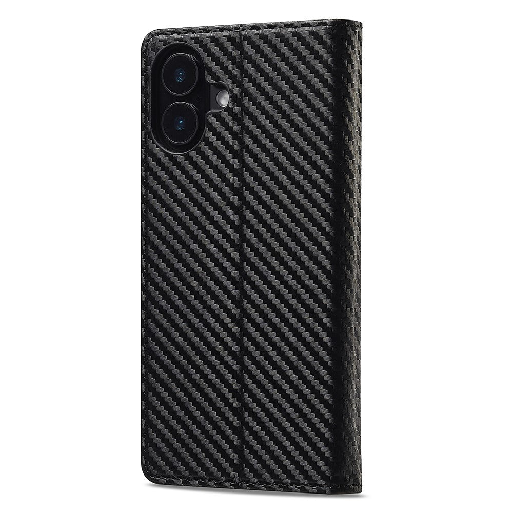 LC.IMEEKE For iPhone 17 Wallet Case Carbon Fiber Texture Leather Phone Cover