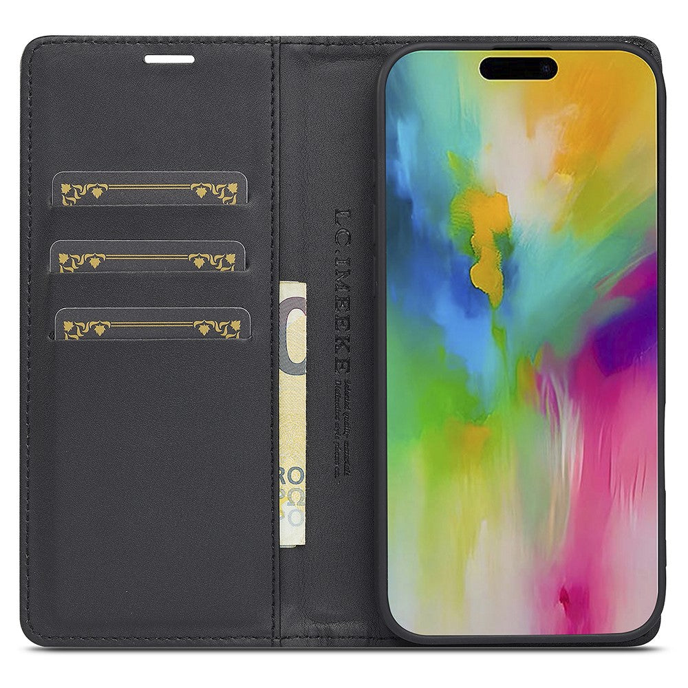LC.IMEEKE For iPhone 17 Wallet Case Carbon Fiber Texture Leather Phone Cover