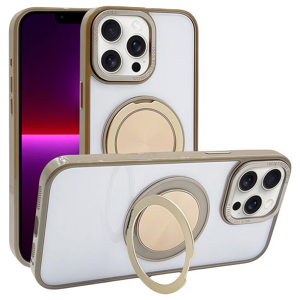 Magnetiskt skal för iPhone 13 Pro Max i akryl, TPU-baksida med stöd