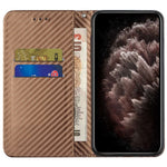 Samsung Galaxy S23 Ultra Kolfibertextur PU-läder Plånboksfodral Flipfodral Stativ Magnetiskt Absorberande mobilskal med Handledsrem