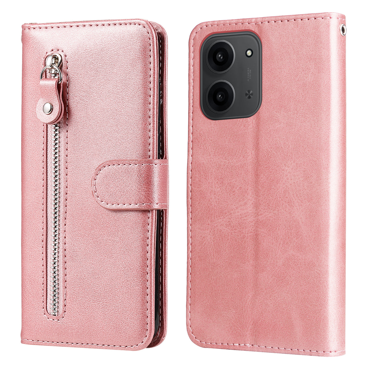 Xiaomi Redmi 15C 5G (EU) (173 mm) / 15C 4G (EU) (173 mm) PU-läderfodral med dragkedja och plånboksfodral med stativ