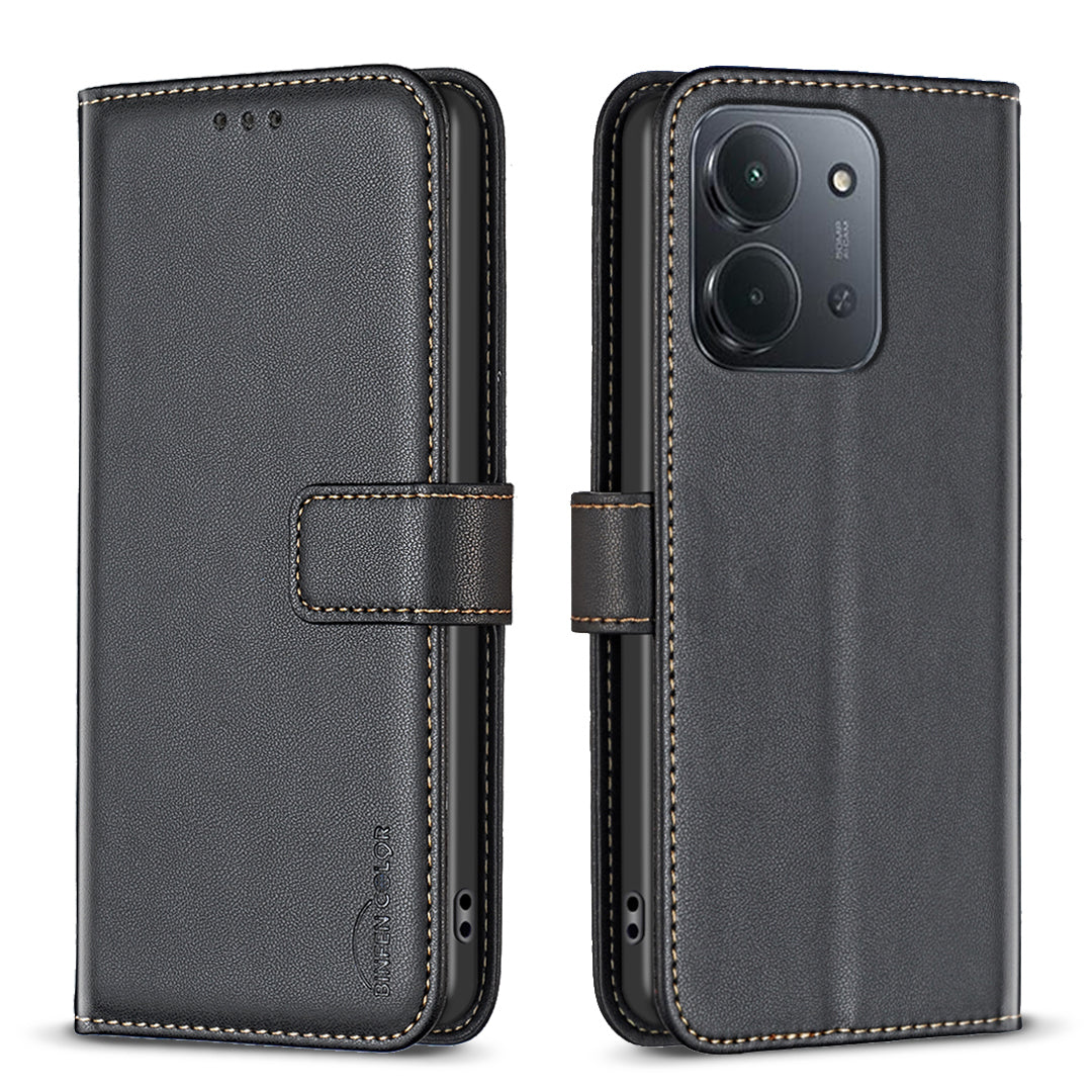 BINFEN COLOR För Xiaomi Redmi 15C 5G (EU) (173mm) / 15C 4G (EU) (173mm) mobilskal BF17 Plånboksfodral i läder med vikbart lock